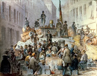 Barrikaden in der Marzstraße, Wien, 1848